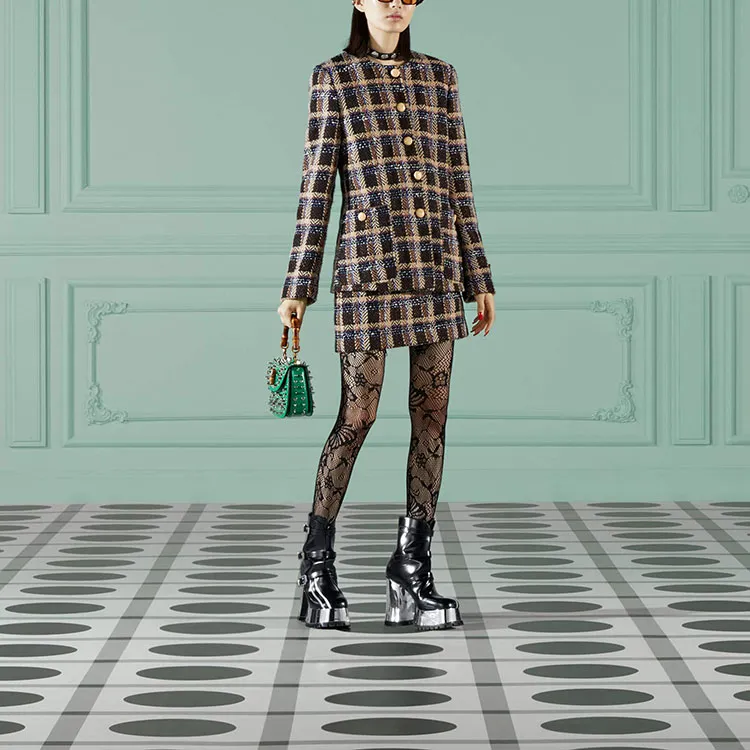 GUCCI Tartan check Tweed Jacket-1