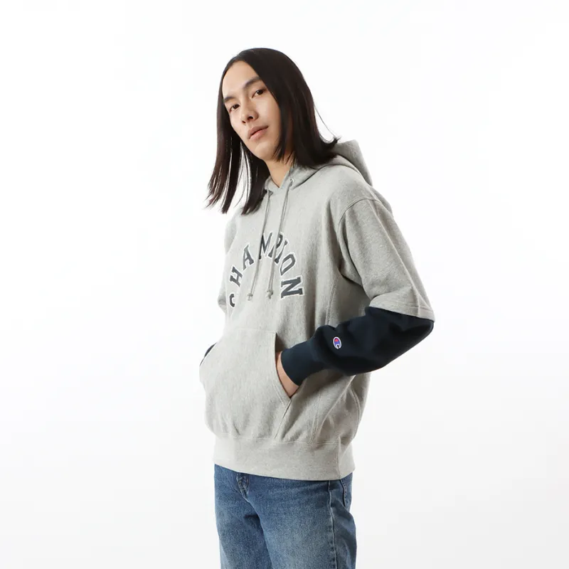 Champion Hooded Loose Fit Mock Two Piece Sweatshirt Spring And Autumn Japan Version Unisex-3
