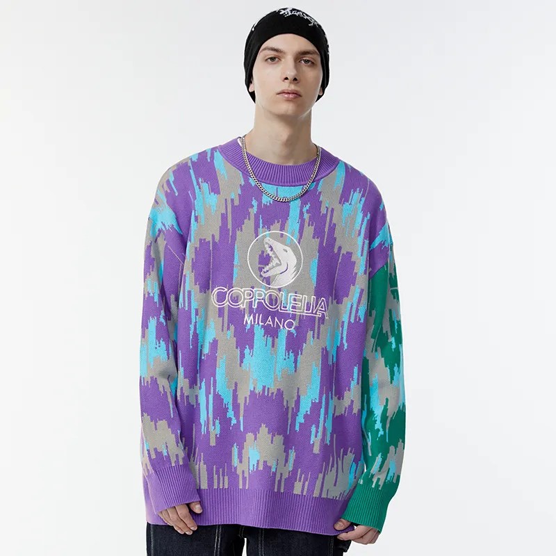 Loose Fit Sweater Unisex Camouflage Purple-2