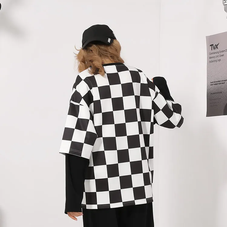 TVX Sweatshirts Unisex Black White Plaid-8