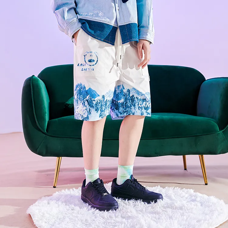 LAMLICKA Loose Fit Shorts Unisex White-3