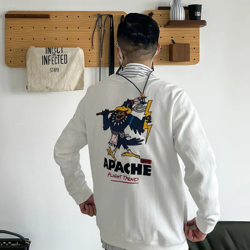 VIP Crew Neck Loose Fit Sweatshirt Unisex White-4