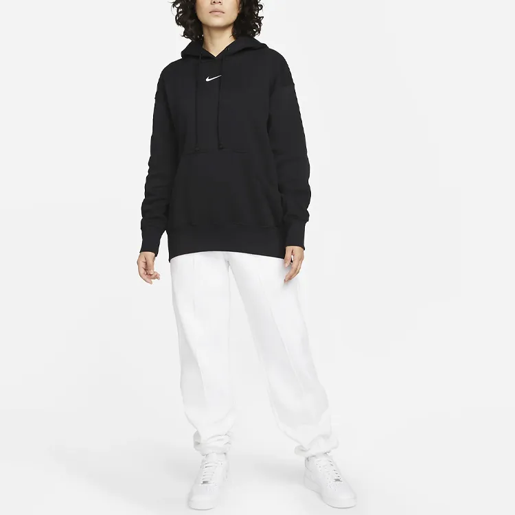 Nike Women's Phoenix Fleece Oversized Pullover Hoodie Black/Sail-3