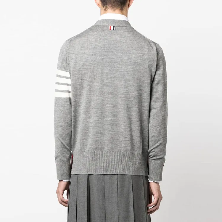 THOM BROWNE 4 Bar V Neck Knitted Cardigan-2