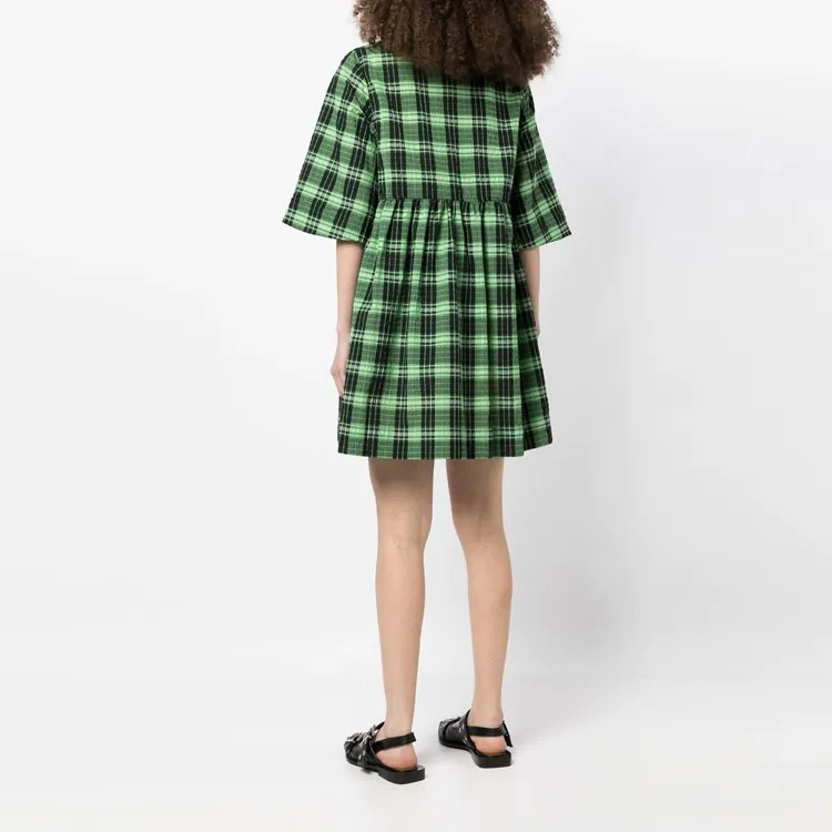 GANNI Short Sleeved Dresses Women's Green-2