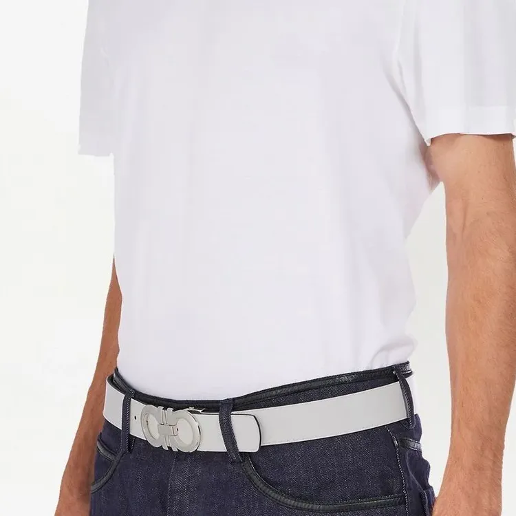 Ferragamo Leather Belts Men White-2