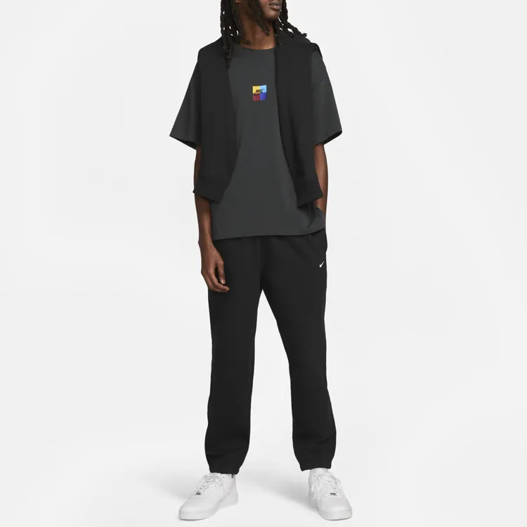 Nike T Shirts Unisex Gray Black-2