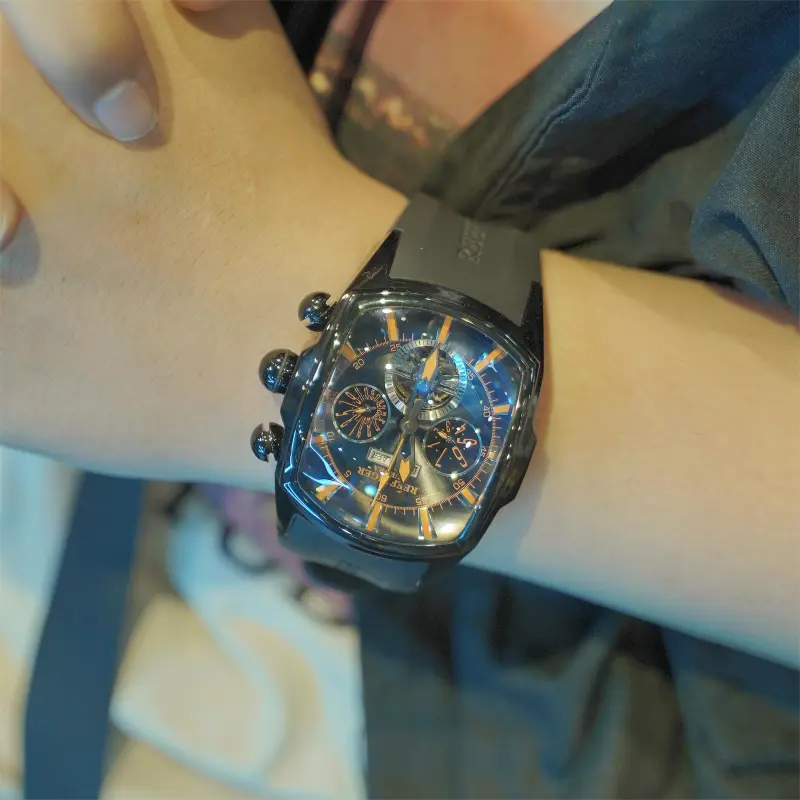 REEF TIGER Aurora Collection Tank II Automatic Mechanical Movement Watch Men's Watches Black Dial-5