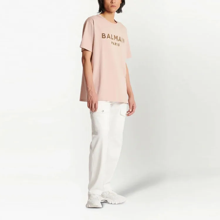 BALMAIN Oversized Flocked Logo T Shirt-2