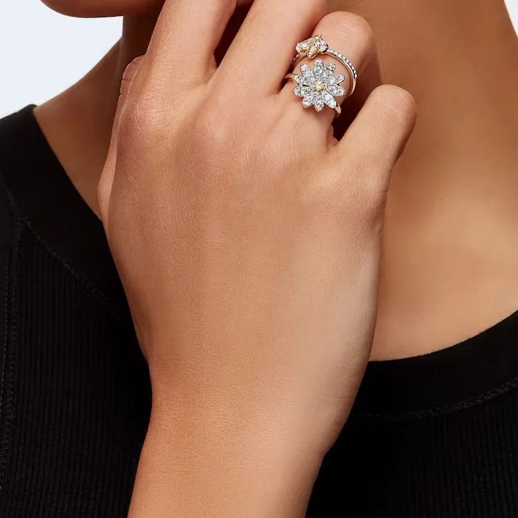 Swarovski Eternal Flower Rings Women's Silver/Yellow-4