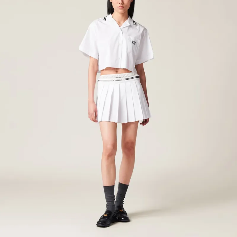 MIU MIU Logo print Poplin Shirt-1