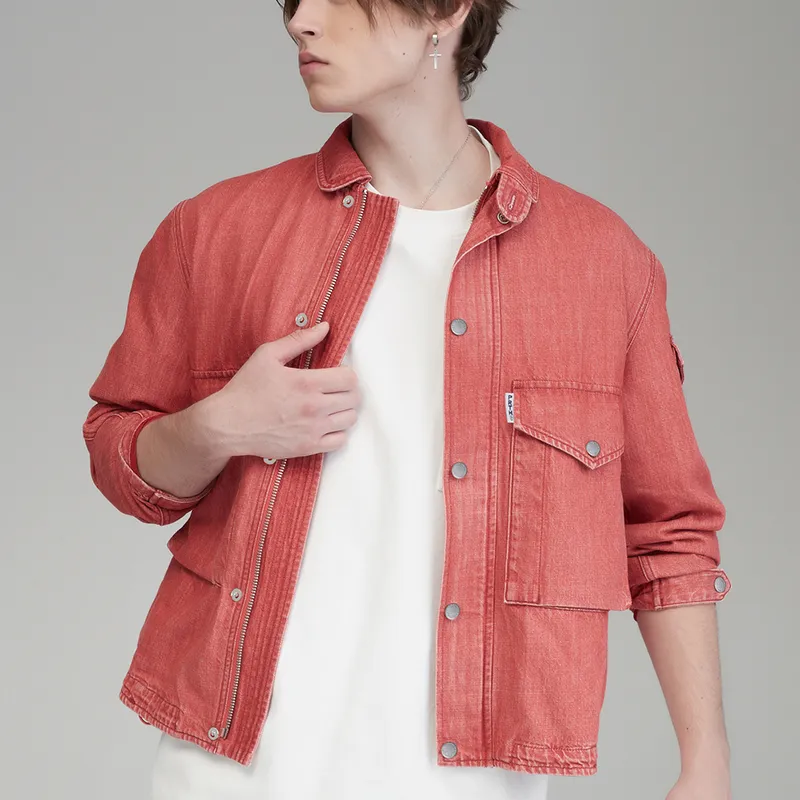 Prth Promethean Loose Fit Denim Jacket Men's Red-2