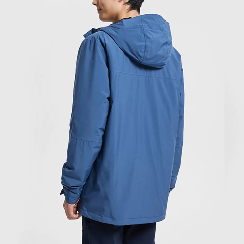Columbia Letter Solid Color Hooded Puffer Jacket Men's Blue-2