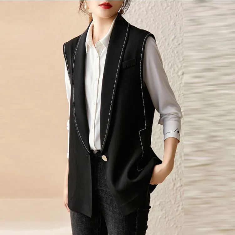 OUNIXUE Vests Women's Black-3