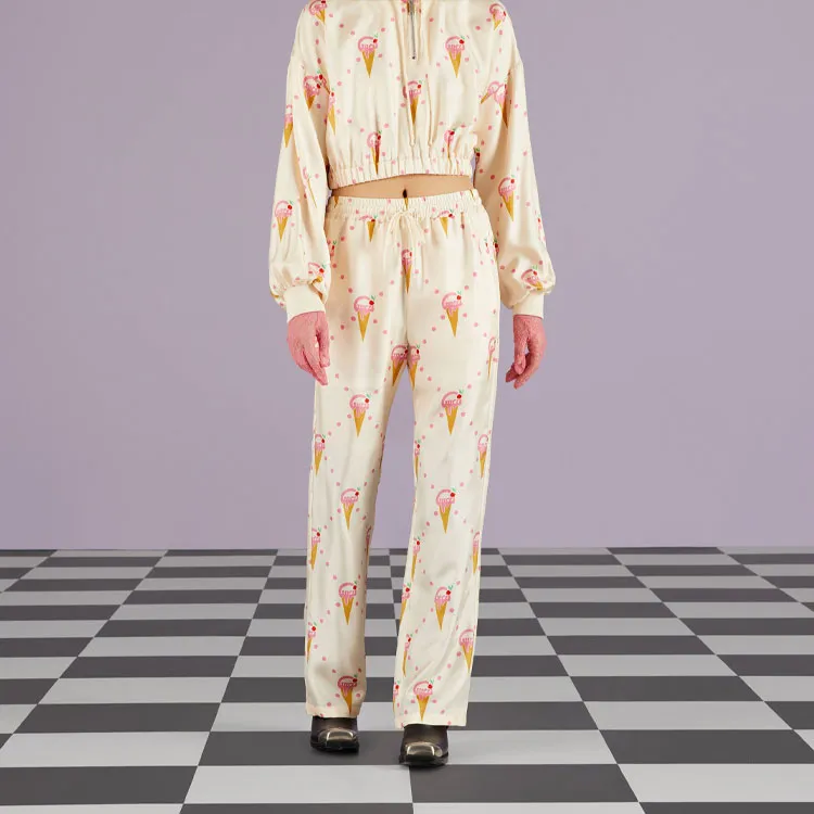 GUCCI Ice cream Print Satin Trousers-2