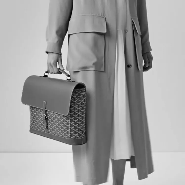 GOYARD Citadin Canvas With Leather Messenger Bag, Handbag, Briefcase Small Size Men's Black/Brown-5