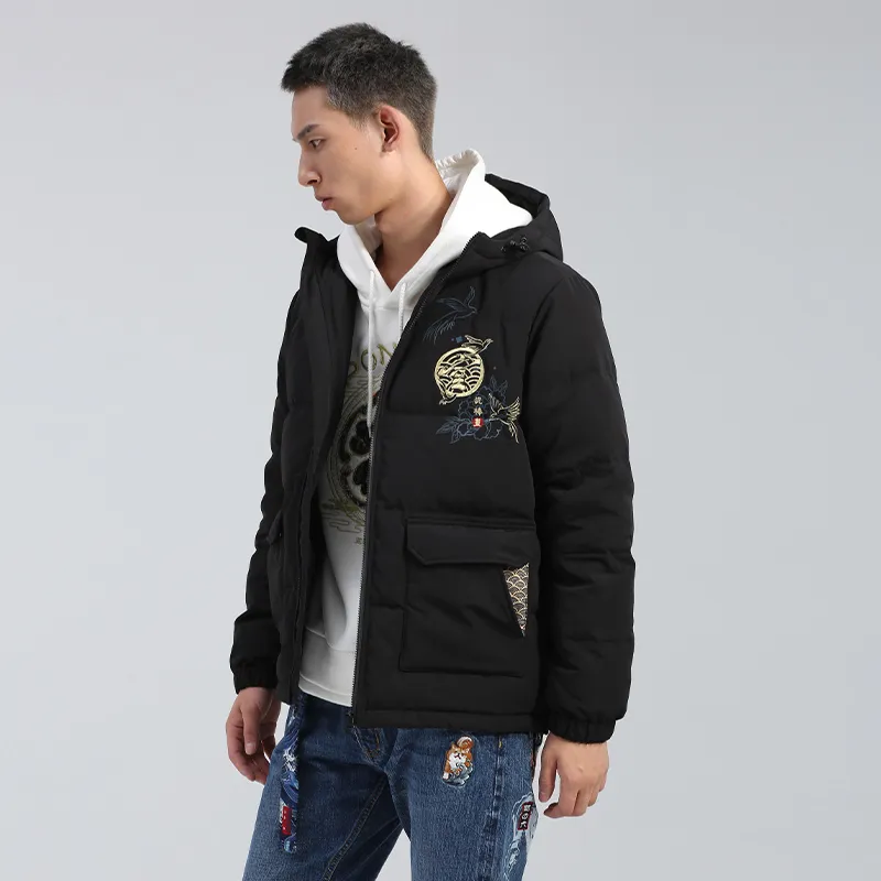 ONIARAI FW21 Animal Pattern Hooded Down Jacket Men's Black-3