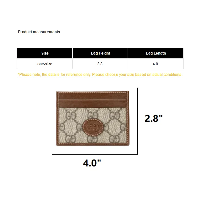 GUCCI Canvas With Leather Card Clip Card Holder Unisex Ebony & Brown-11