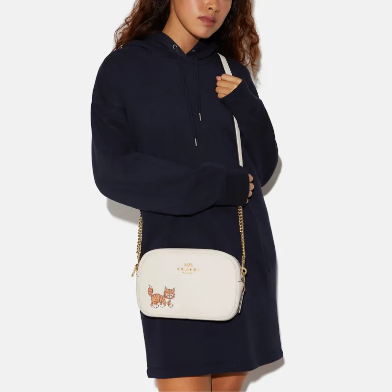 COACH Jamie Refined Pebble Leather Camera Bag, Shoulder Bag, Crossbody Bag Women's Chalk White-3