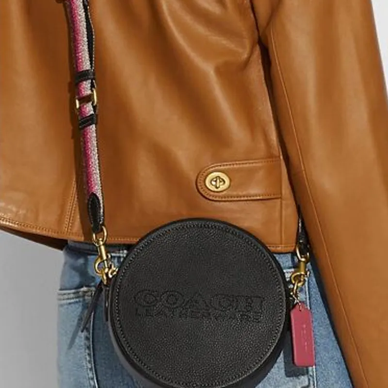 COACH Kia Pebbled Leather Cylinder Bag, Shoulder Bag, Handbag, Crossbody Bag Women's Black-6