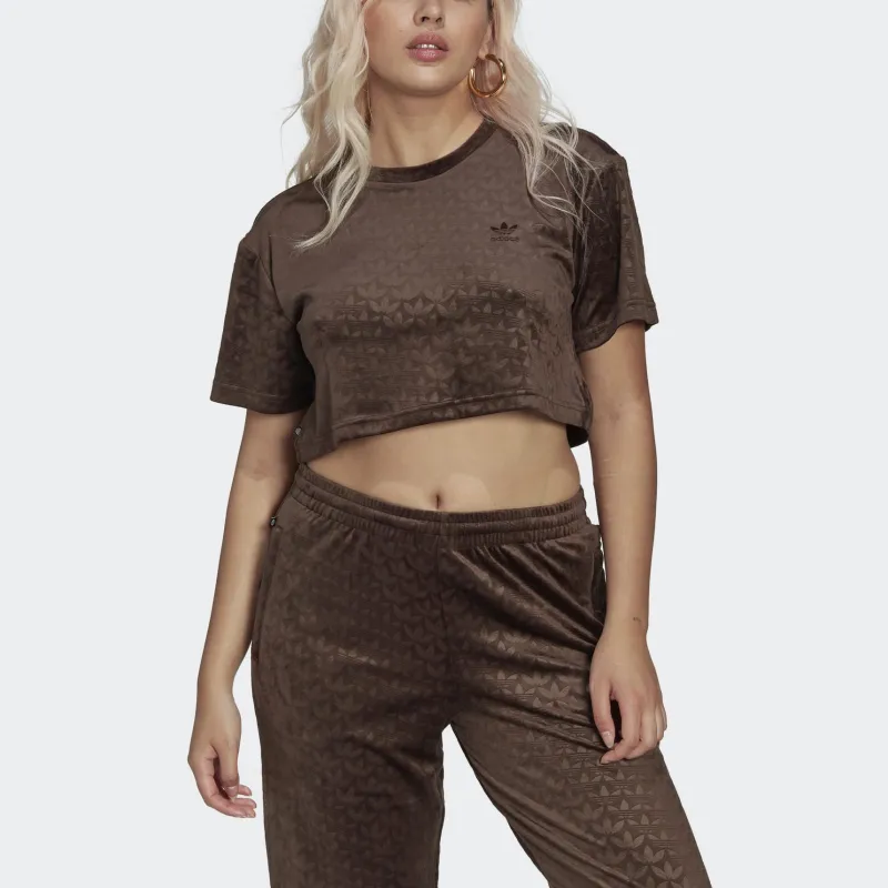 Adidas Originals Embossed Monogram T Shirt Women's Brown-1