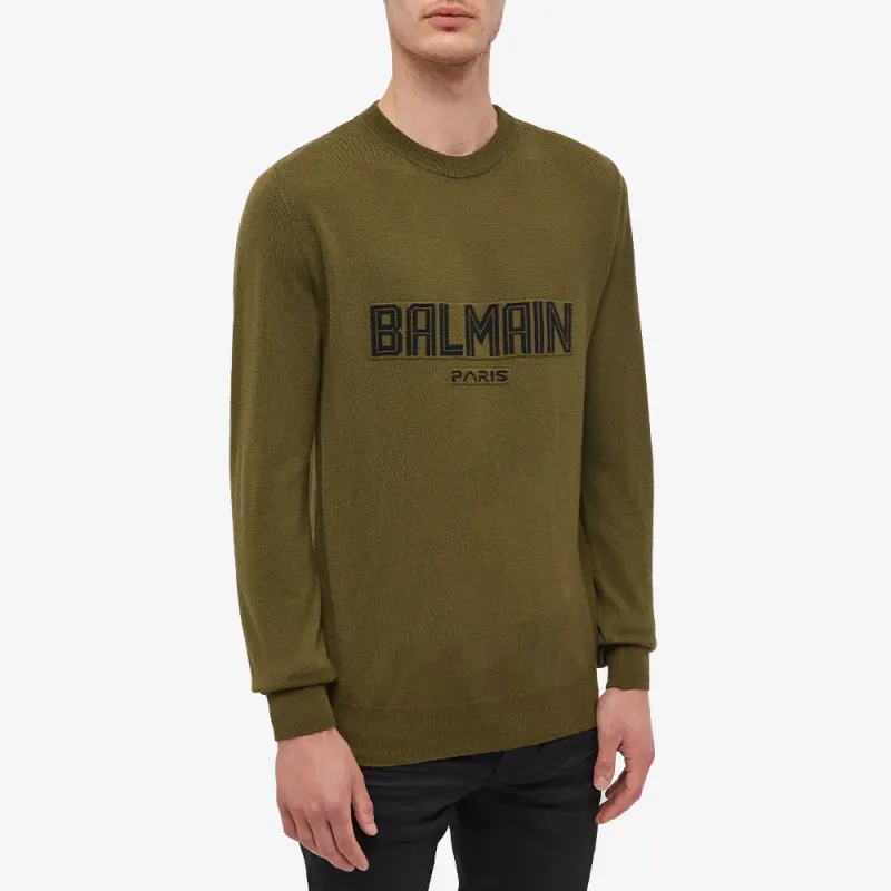 BALMAIN FW22 Sweater Men's Olive Green-3