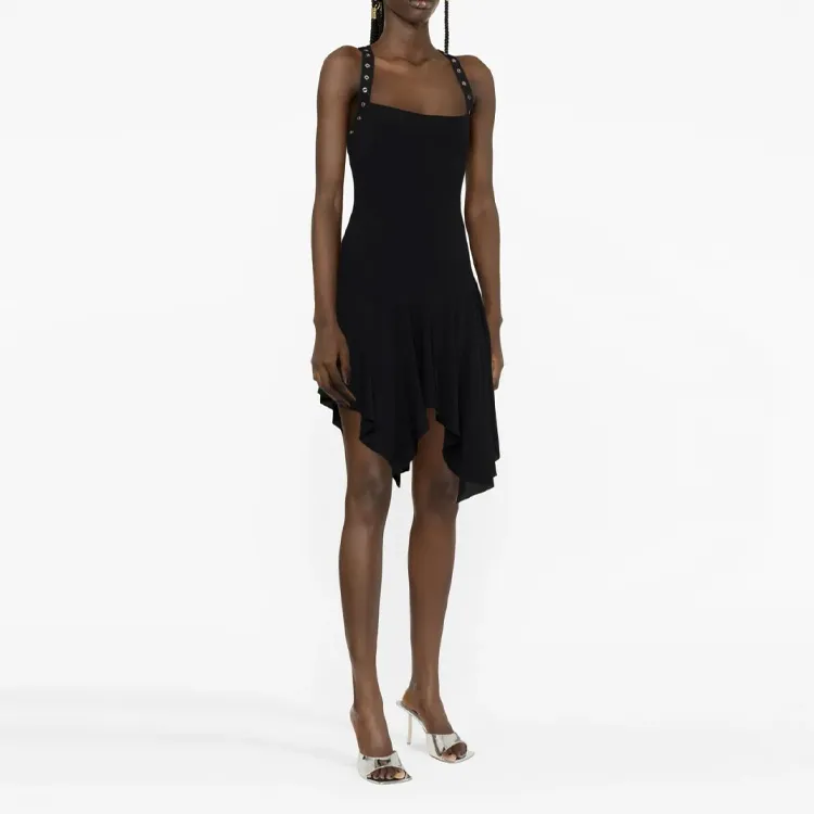 Blumarine Lace up Asymmetric Short Dress-3