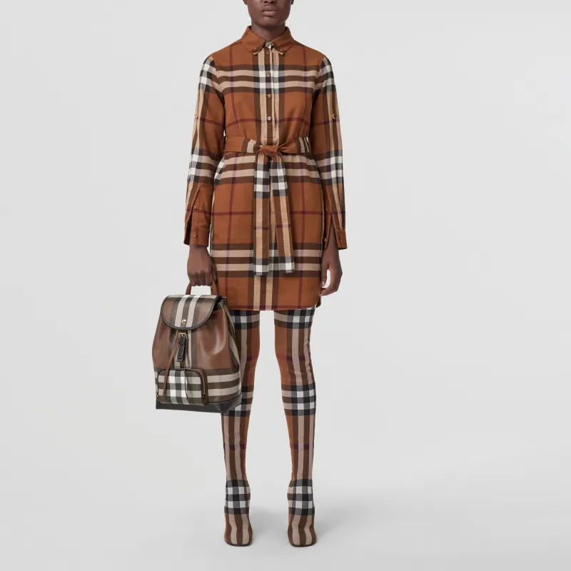 Burberry Cotton With Small Leather Trim Backpack Regular Women's Dark Maple Woody Brown-8