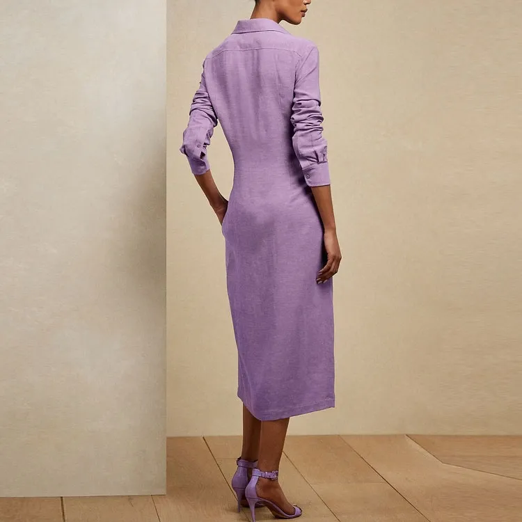 Polo Ralph Lauren SS23 Long Sleeved Dress Women's Purple-2