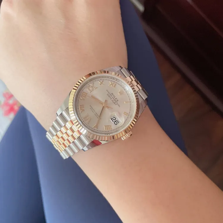 ROLEX DATEJUST Collection Automatic Mechanical Movement Women's Watch 36mm Gold Dial Oystersteel Case Oystersteel Strap-2