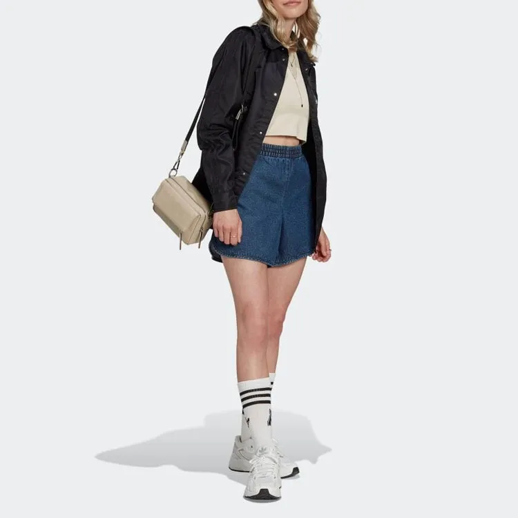 Adidas Originals Denim Shorts Women's Blue-3