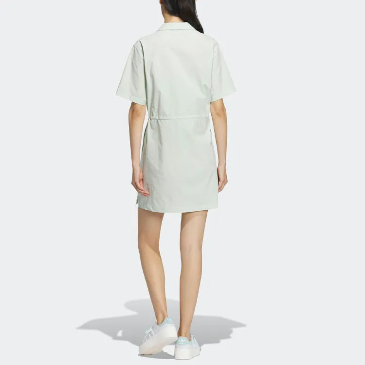 Adidas Originals Short Sleeved Dresses Women's Linen Green-3