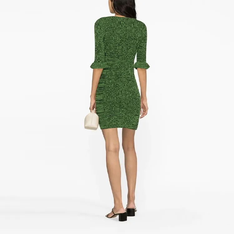 GANNI Flounce sleeve Mélange Minidress-2