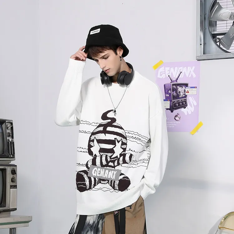 GENANX Sweaters Unisex White-4