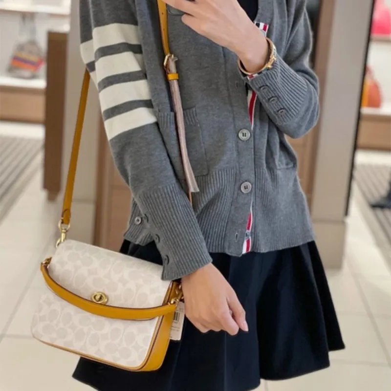 COACH Cassie Cow Leather Messenger Bag Handbag Shoulder Bag Crossbody Bag Small Size Women's White Print-3