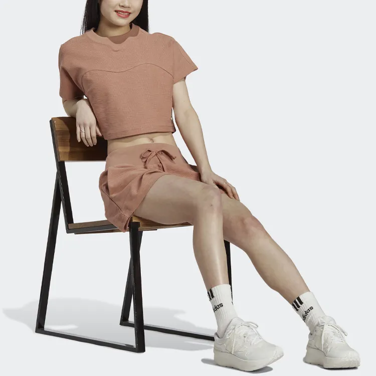 Adidas Lounge Crop Tops Women's Orange-3