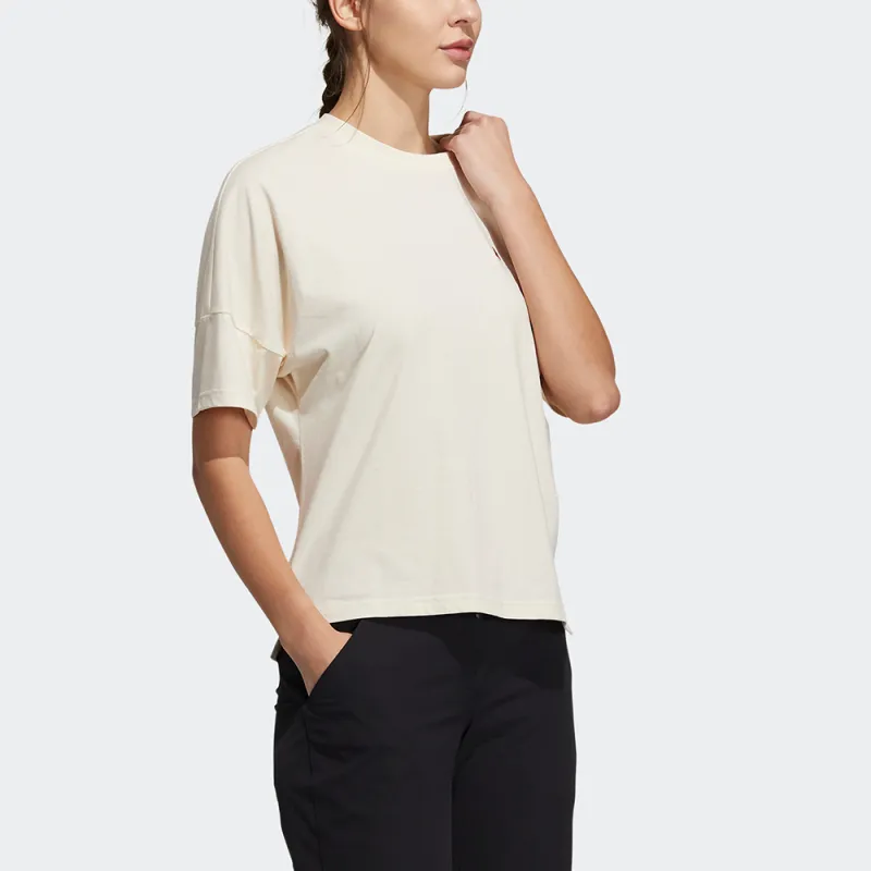 Adidas Drop Shoulder Sleeve T Shirt Women's Ecru-3