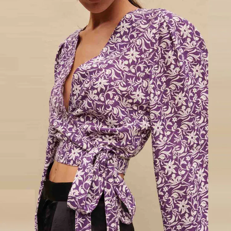 Maje Crop Tops Women's Light Purple-2