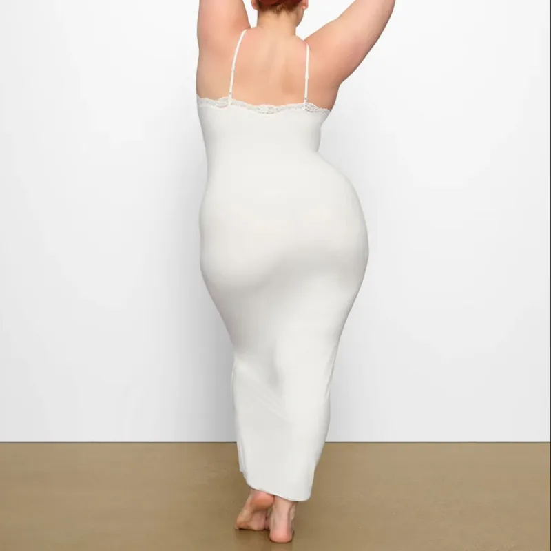 SKIMS FITS EVERYBODY CORDED LACE LONG SLIP DRESS Slip Dress Women's Marble/MARBLE-2