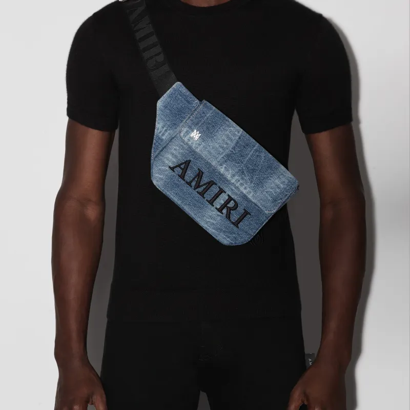 AMIRI Denim With Cotton And Leather Shoulder Bag Crossbody Bag Men's Blue/Black-2