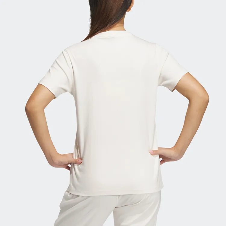 Adidas Drop Shoulder Sleeve T Shirt Women's Pink White-3