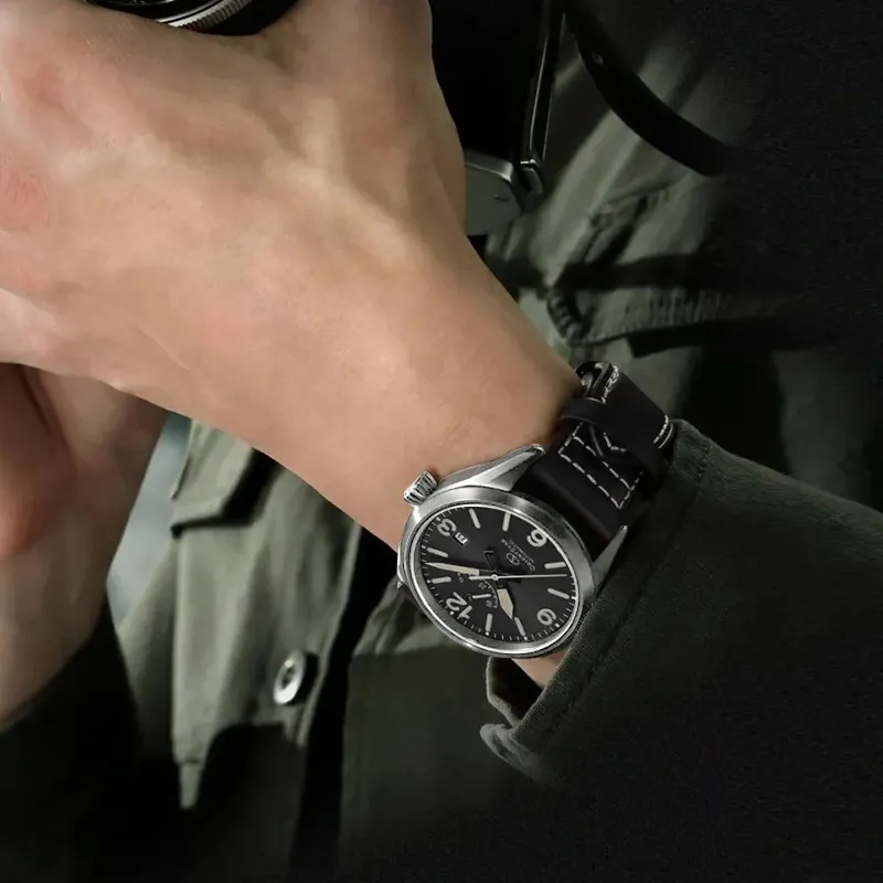 ORIENT STAR Automatic Mechanical Movement Genuine Leather Strap Watch Men's Watches Black Dial RE AU0203B00B-6