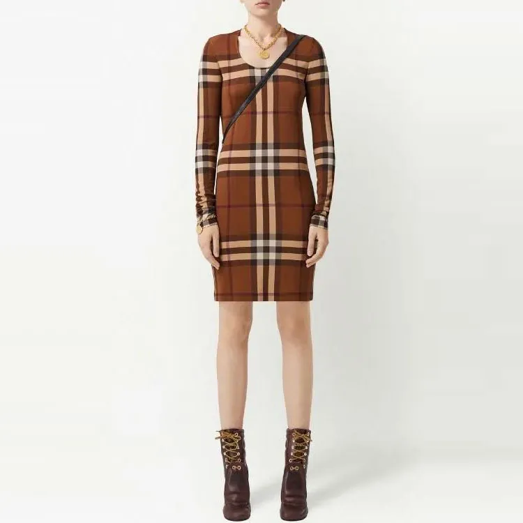 Burberry Exaggerated Check Jersey Dress-1