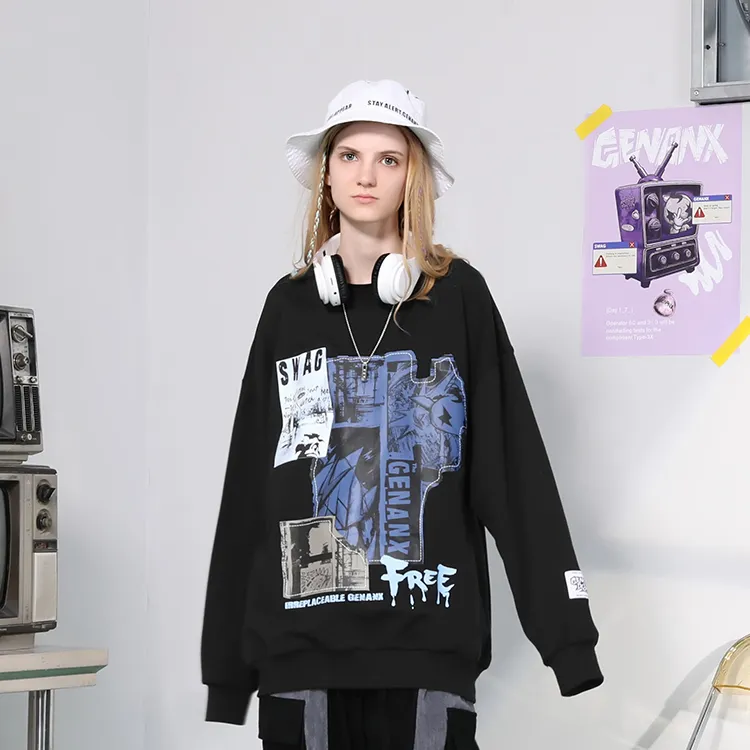 GENANX Crew Neck Loose Fit Regular Sweatshirt Unisex-4