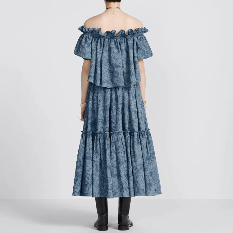 DIOR Casual Long Skirts Women's Blue-3