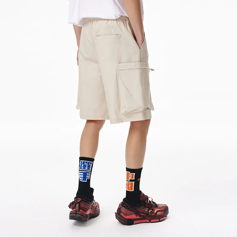 Lining X LNG X Li Ning Casual Shorts Unisex Oat Gray-3