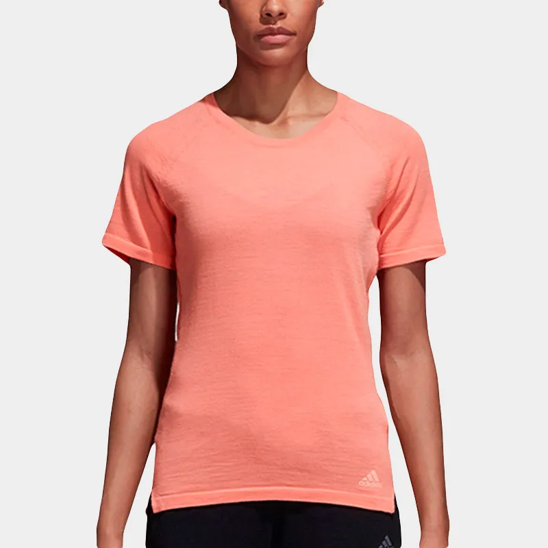 Adidas T Shirt Women's Orange Red-1