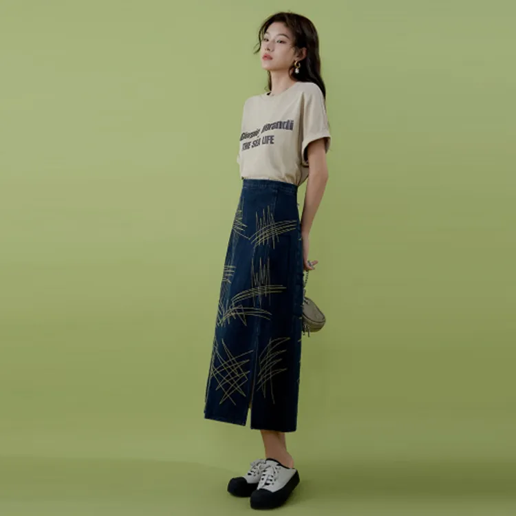 THE SEA LIFE Denim Long Skirt Women's-2