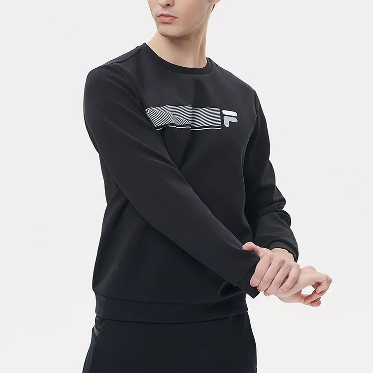 FILA Athletics Crew Neck Sweatshirt Spring Autumn And Winter Men's Pitch Black-5