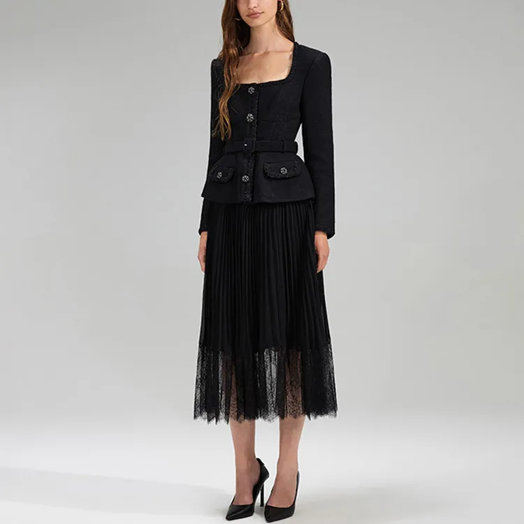 Self portrait SS23 Long Sleeved Dress Women's Black-2